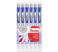 Pentel EnerGel XM BL77 - Bolígrafo retráctil de tinta de gel líquido, 0.7 mm, 54% reciclado, paquete de 6 unidades (azul)