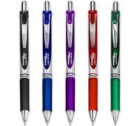 Pentel EnerGel XM BL77 - Bolígrafo retráctil de tinta de gel líquido, 0,7 mm, 54% reciclado, tinta negra, azul, roja, verde y violeta, paquete de 5