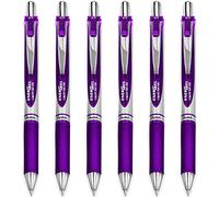 Pentel EnerGel XM BL77 - Bolígrafo retráctil de tinta de gel líquido, 0,7 mm, 54% reciclado, tinta violeta, paquete de 6
