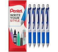 Pentel EnerGel XM BL77 - Lote de 5 bolígrafos de tinta de gel líquido retráctiles - 0,7 mm - 54% reciclado - Azul - Almohada