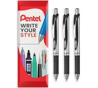 Pentel Bolígrafo retráctil EnerGel XM BL77, gel 0,7 mm, 54% reciclado, negro, paquete de 3