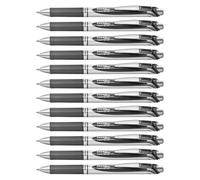 Pentel Energel XM Retráctil Gel Bolígrafo con 0.7mm Punta - Negro, Paquete De 12