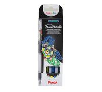 Pentel - Estuche 4 unidades del bolígrafo Dual Metallic de tinta de gel y punta de bola, Variedad de colores metálicos brillantes.