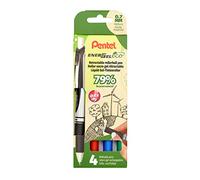 Pentel BL77E-4 EnerGel Eco - Bolígrafo roller de tinta de gel con mecanismo de presión, fabricado con 79% materiales reciclados, juego de 4 unidades, negro, rojo, azul y verde, 1 unidad (4 unidades)