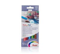 Pentel - Estuche con 12 lápices de madera acuarelables.
