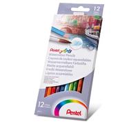 Pentel - Estuche con 12 lápices de madera acuarelables.