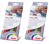 Pentel - Estuche con 12 lápices de madera acuarelables. (Paquete de 2)