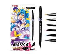 Pentel - Estuche de manga de fantasía con 6 rotuladores + 1 vaso plegable
