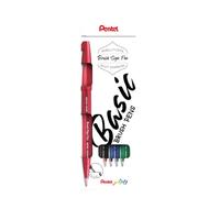 Pentel - Estuche Rotulador punta pincel Sign Pen, 4 colores básico