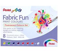 Pentel FFPC1 Fabric Fun Paint Colours, colores para tela de tubo, juego de colores neón 8 unidades
