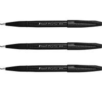 Pentel Fude Touch Punta de Fieltro Sign Pen, Negro, como pincelada (ses15 C-a), 3 Piezas Notas Adhesivas