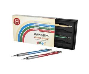 Pentel GraphGear 500 - Juego de 4 lápices mecánicos edición limitada, colores clásicos, 0,3, 0,5, 0,7, 0,9 mm, caja de 4 lápices