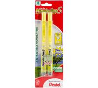 Pentel Handy-line S Retractable Highlighter Chisel Tip Yellow Ink 2/ Pack (SXS15BP2G)