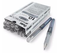 Pentel Híbrido Agarre de Gel Metálico Pluma - 1.0mm Punta Redonda - Plateado 12