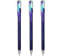 Pentel Híbrido - Dual Metallic - Bolígrafos de gel líquido K110 - Tinta azul violeta y metálico - Paquete de 3