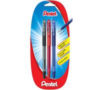 Pentel Ifeel it! BX487 - Bolígrafo de tinta baja viscosidad (3 unidades, punta media, 0,7 mm), color negro, rojo y azul