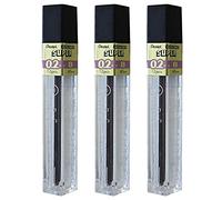 PENTEL Juego de 3 carcasas de 12 minas para portaminas HI-POLYMER SUPER 0,2 mm B