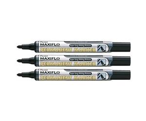 Pentel - Juego de 3 rotuladores permanente Maxiflo NLF50, Negro