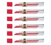 Pentel - Juego de 6 estuches para portaminas (0,5 mm, 12 minas), color rojo