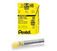 Pentel - Juego de minas de recambio para portaminas (12 tubos de 15 unidades, minas HB de 0,9 mm)