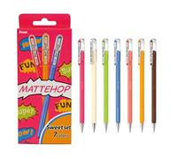 Pentel K110-V7STA Mattehop - Juego de bolígrafos de gel con tinta de alta opacidad en acabado mate, 7 colores surtidos