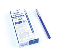 Pentel K110-VCX Mattehop - Bolígrafo roller de tinta de gel con tinta de alta cobertura en acabado mate, modelo con tapa, 1 unidad = 12 unidades, color azul