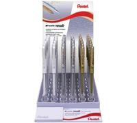 Pentel k118wxz de 3G Bolígrafo de tinta gel K118, color blanco/oro/plata, Display