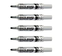 Pentel - Lote de 5 rotuladores para pizarra blanca MAXIFLO MWL5M, color negro