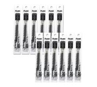 Pentel LR10-A - Recambios de tinta para bolígrafo (12 unidades, tinta de gel, punta de metal de 1 mm, tinta negra)