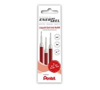 Pentel LR7-3B - Recambio para bolígrafos EnerGel 0,7 Ball = 0,35 mm de grosor de trazo, 3 unidades, color rojo