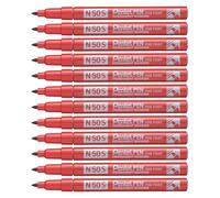 Pentel - Marcador industrial con cuerpo de aluminio y punta media. Apto para casi todas las superficies. Color rojo. - Pack de 12