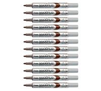 Pentel - Marcador Maxiflo para pizarra blanca de punta media. Color marrón. - Pack de 12