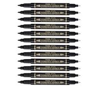 Pentel - Marcador permanente con dos puntas. Color negro. - Pack de 12