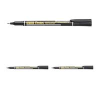 Pentel - Marcador permanente con punta de aguja extrafina de larga duración y tinta de color negro pack x 12 units (Paquete de 3)