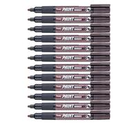 Pentel - Marcador permanente Paint Marker. Máxima opacidad y permanencia en casi todas las superficies. Tinta en color marrón. - Pack de 12