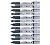 Pentel - Marcador permanente Paint Marker. Máxima opacidad y permanencia en casi todas las superficies. Tinta en color plata. - Pack de 12