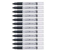 Pentel - Marcador permanente Paint Marker. Máxima opacidad y permanencia en casi todas las superficies. Tinta en color blanco. - Pack de 12