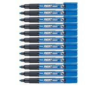 Pentel - Marcador permanente Paint Marker. Máxima opacidad y permanencia en casi todas las superficies. Tinta en color azul. - Pack de 12