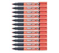 Pentel - Marcador permanente Paint Marker. Máxima opacidad y permanencia en casi todas las superficies. Tinta en color naranja. - Pack de 12