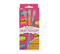 Pentel K110-V7STA Mattehop - Juego de bolígrafos de gel con tinta de alta opacidad en acabado mate, 7 colores surtidos