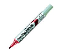 Pentel Maxiflo - Lote de 12 rotuladores para pizarra blanca (punta mediana, tinta líquida), color rojo, paquete de 12 unidades
