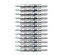 Pentel Maxiflo - Lote de 12 rotuladores para pizarra blanca (punta mediana, tinta líquida), color verde