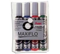 Pentel Maxiflo - Marcadores para pizarra, con punta redonda, tamaño grande, 4 unidades