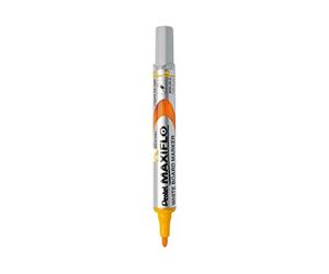 Pentel Maxiflo - Rotulador de pizarra blanca (punta fina, tinta amarilla, 4 unidades)