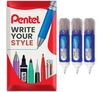 Pentel Micro Correct - Líquido corrector blanco - Tubos ZL31-12 ml - En embalaje de almohada - Paquete de 3