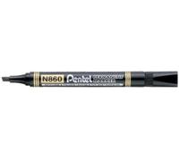 Pentel N860 - Rotuladores permanentes (12 unidades, punta biselada), color negro