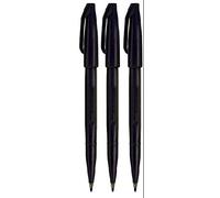 Pentel Negro Original Letrero Bolígrafo S520 Fibra Punta Rotuladores Color Fineliner 2mm Punta 1mm Ancho de Línea (Paquete de 3) - Negro, Pack Of 3