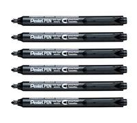 Pentel NXS15 - Lote de 6 rotuladores permanentes retráctiles, color negro