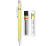 Pentel P205-97C - Portaminas automáticas, gama floral pastel, individual + 12 minas de recambio HB de alto polímero de 0,5 mm + tubo de 4 recambios de borrador Z2-1N (amarillo pastel)