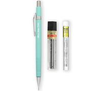 Pentel P205-97C - Portaminas automático, gama floral pastel, individual + 12 minas de recambio HB de alto polímero de 0,5 mm + tubo de 4 recambios de borrador Z2-1N (verde pastel)